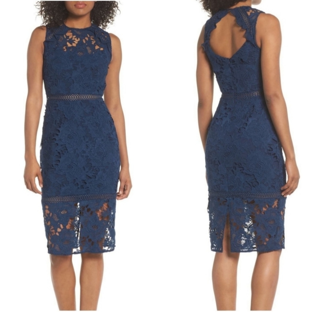Cooper St. Lustrous High Neck Lace Sheath Dress